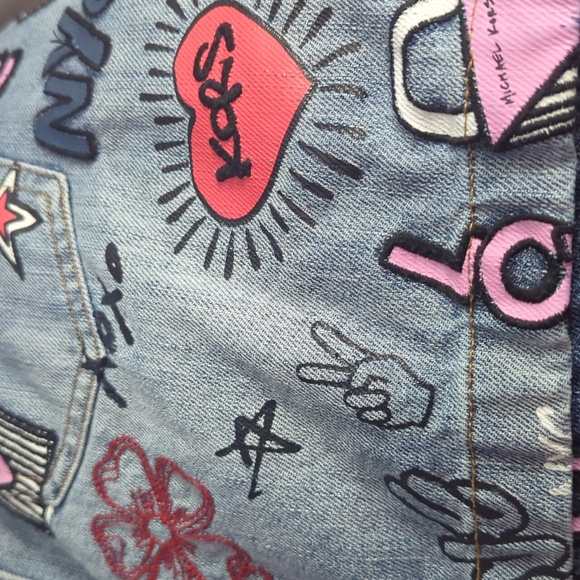 Unique Embroidered Graffiti NYC KORS Mini Denim Skirt Size 4 - Picture 12 of 16